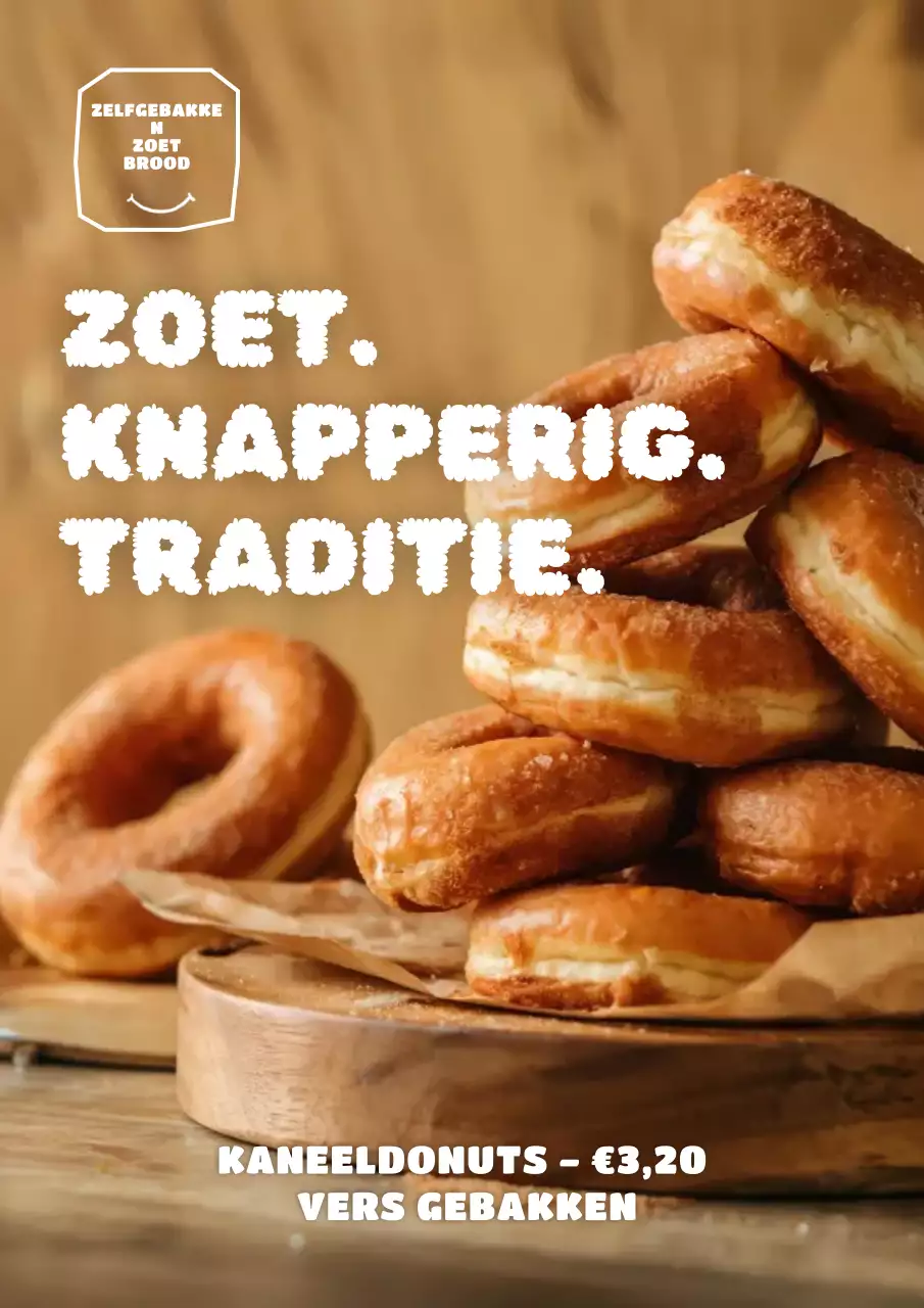 Bruine rustieke donut-reclameposter