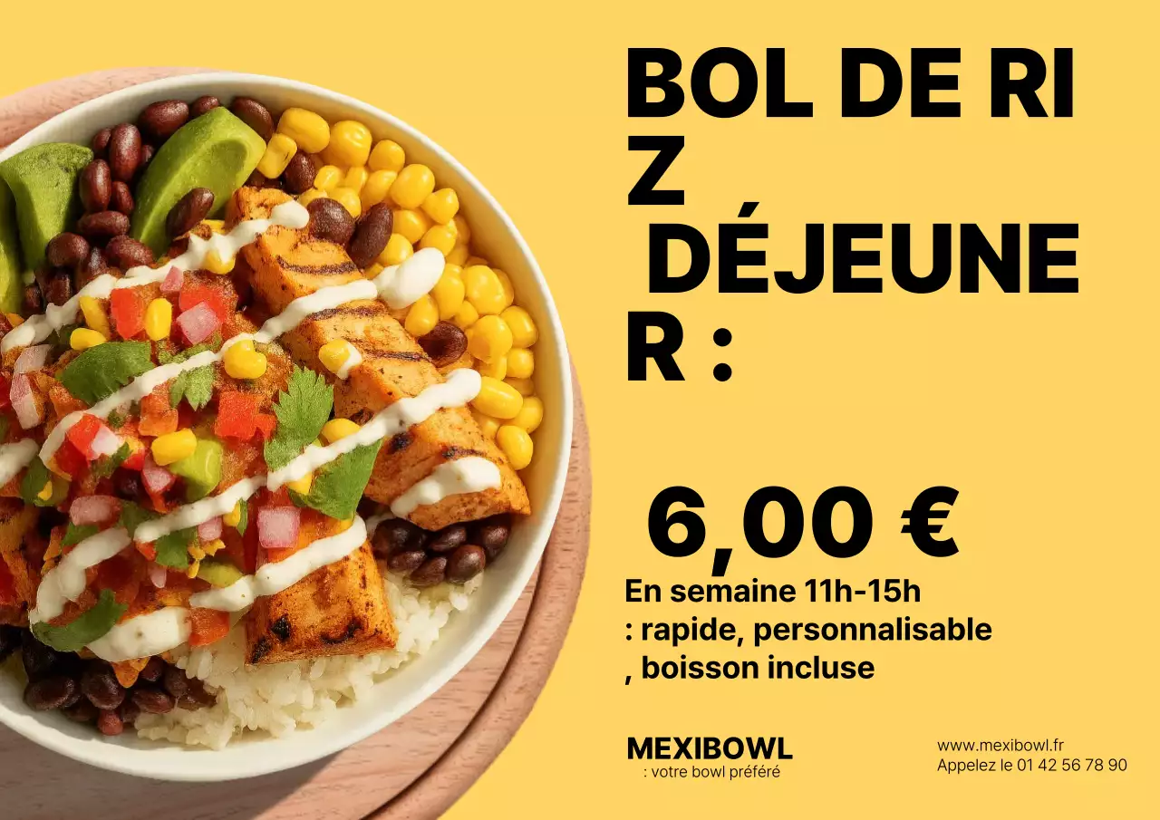 publicité jaune pour un déjeuner moderne