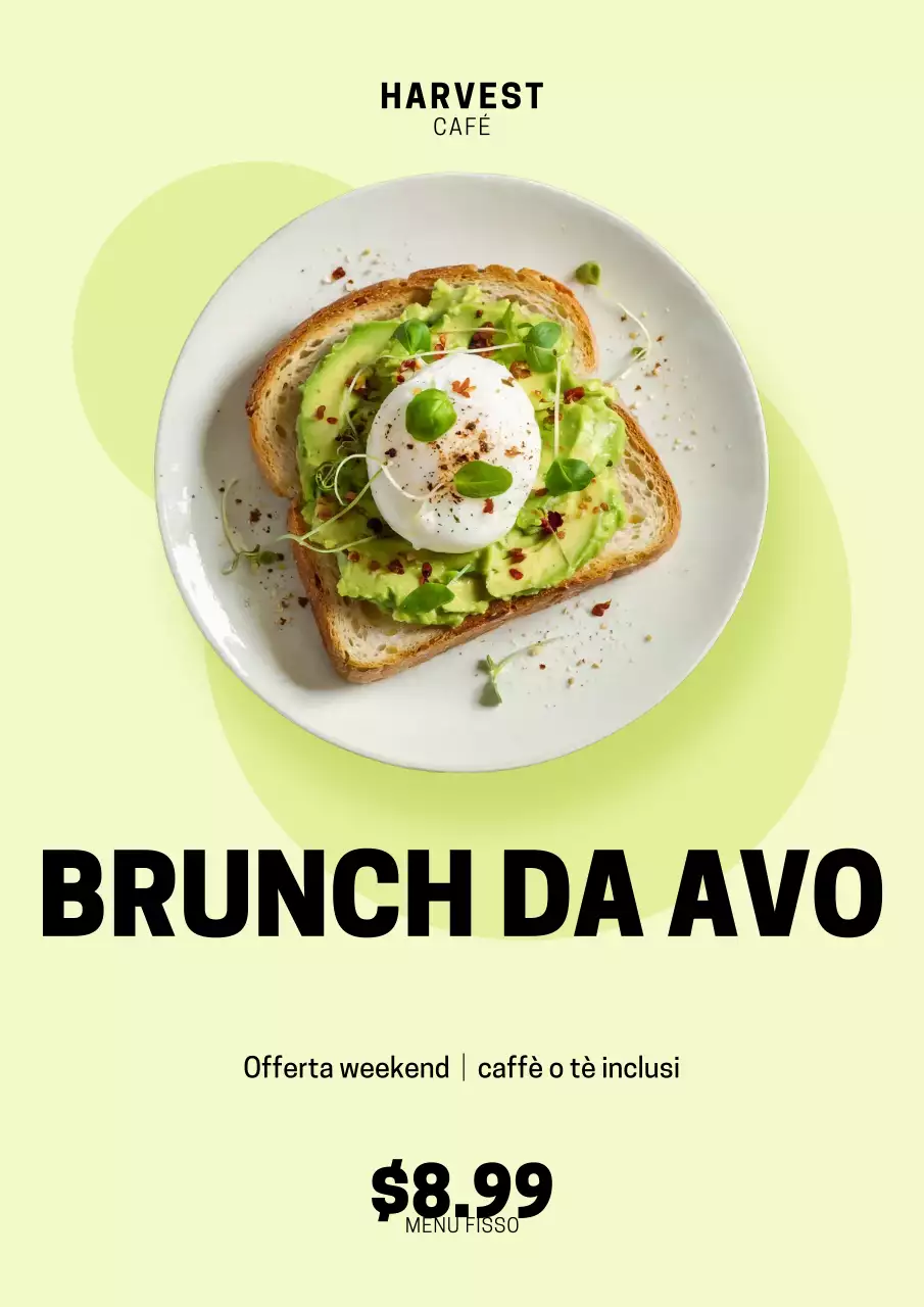 Poster del menu del brunch moderno ed ecologico