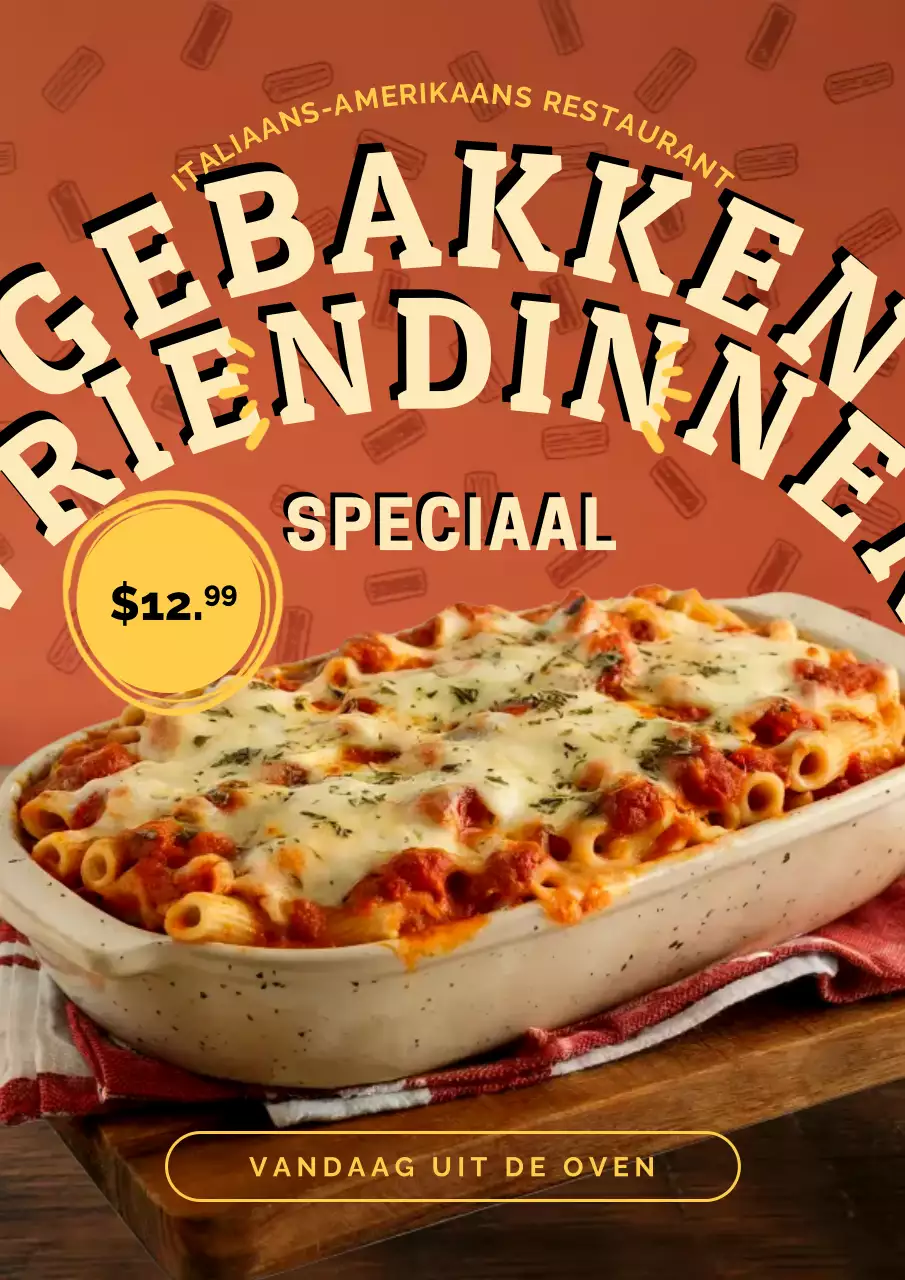 Oranje Retro Pasta Advertentieposter