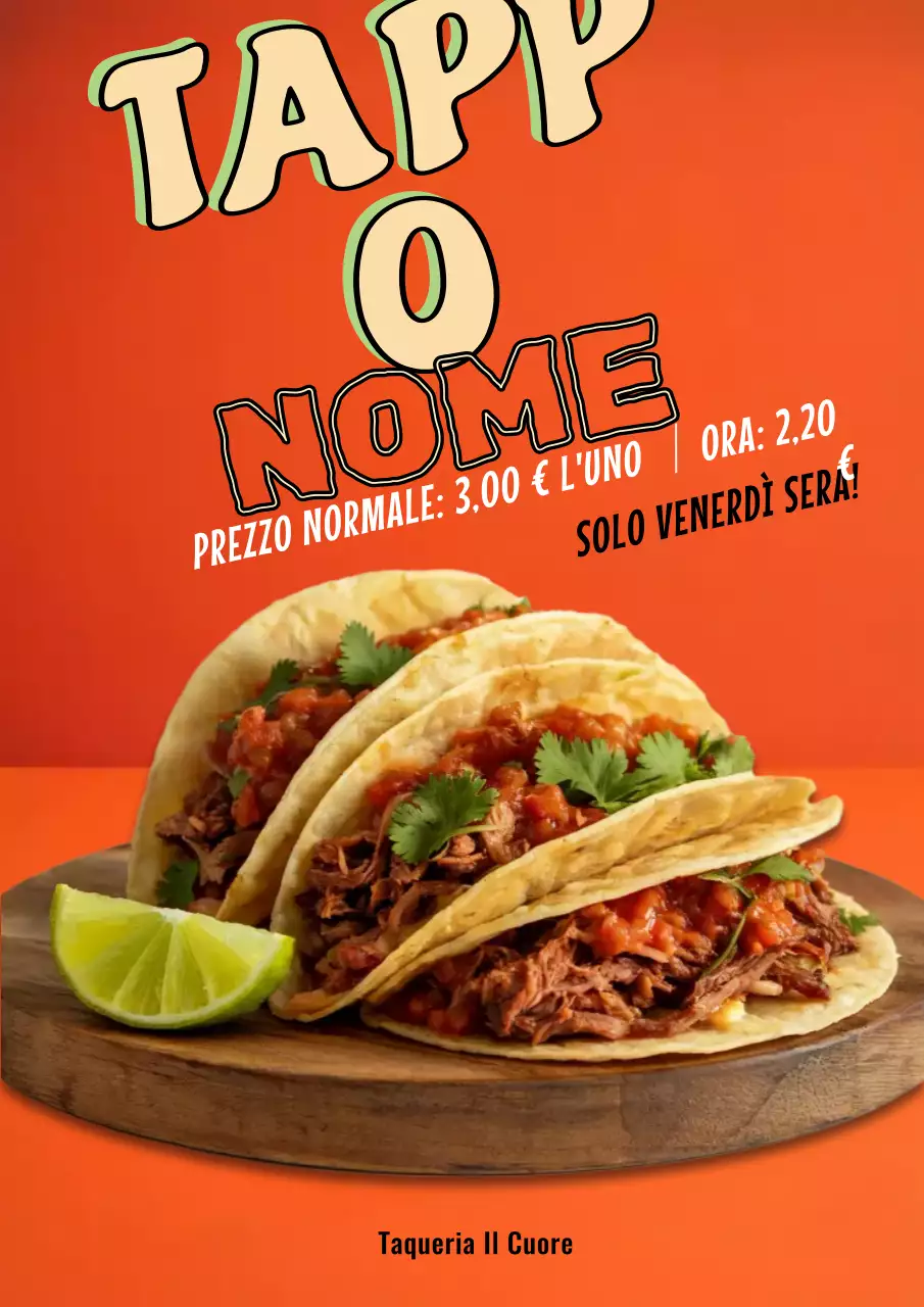 Poster promozionale del taco retrò arancione