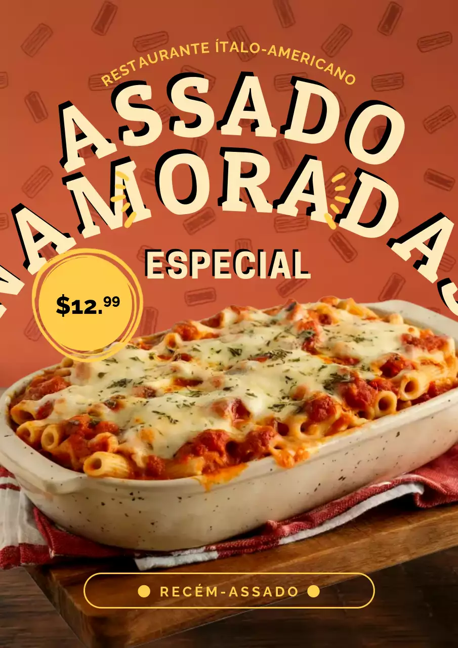 Cartaz de propaganda de macarrão retrô laranja