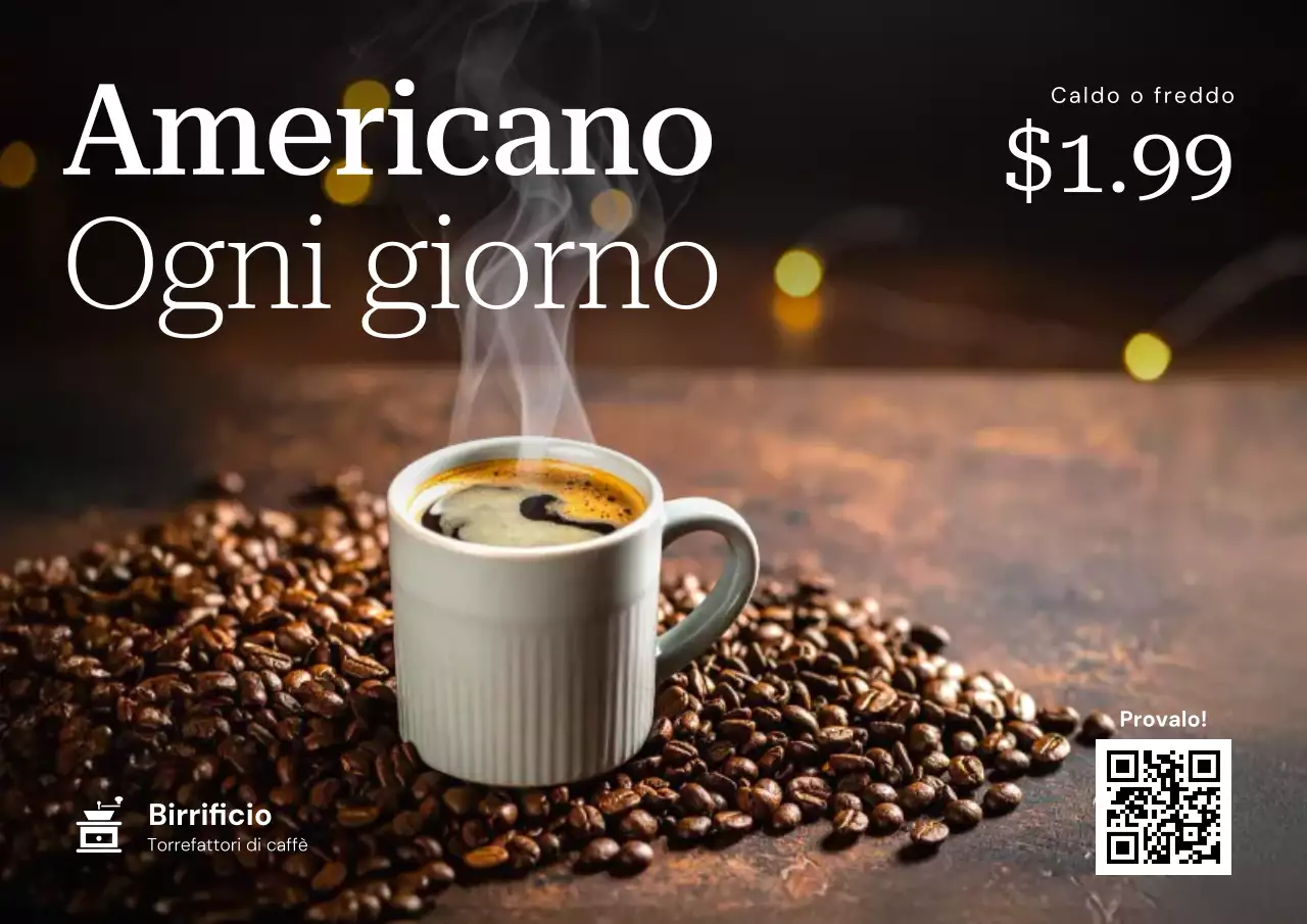 Manifesto promozionale del caffè classico marrone