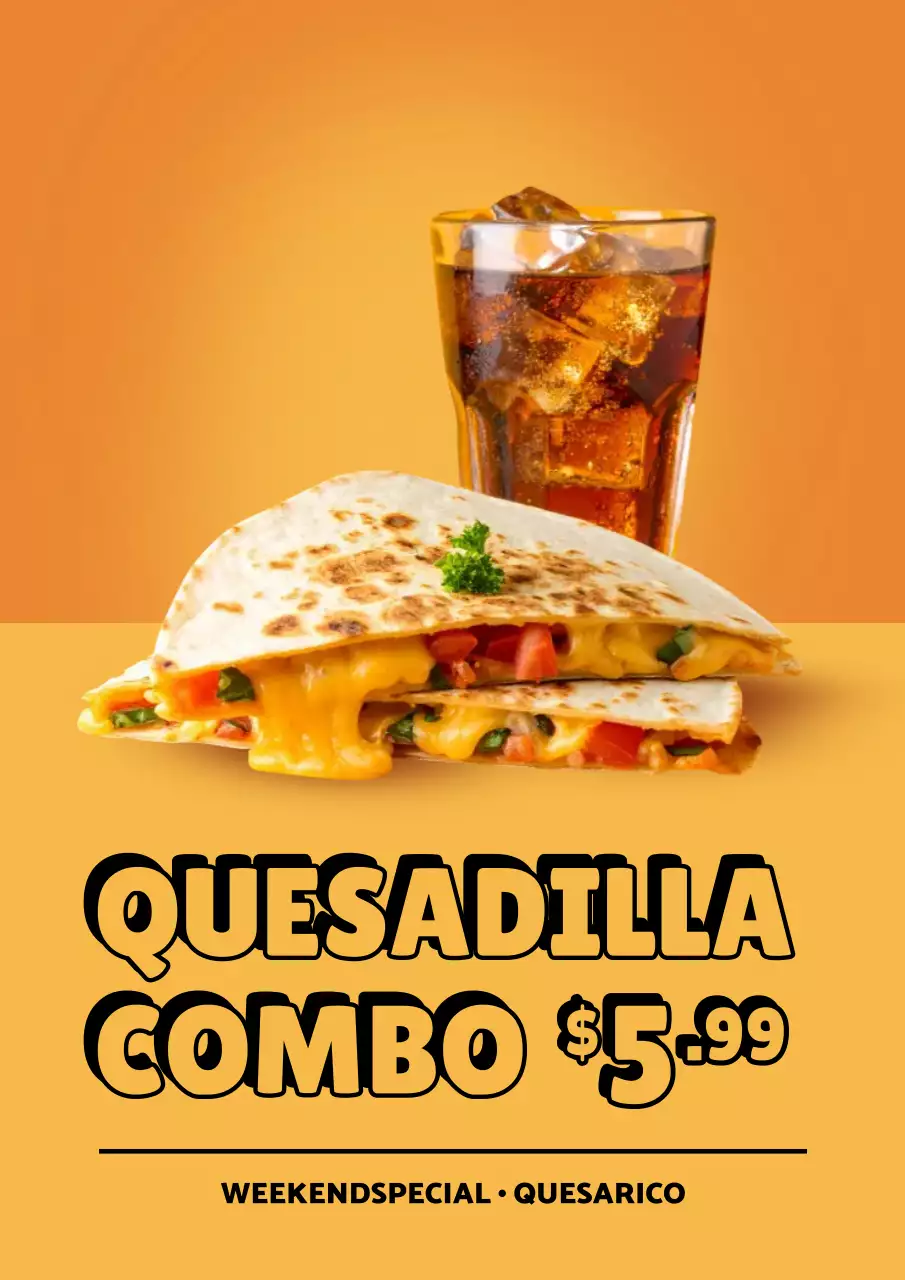 Oranje vetgedrukte voedselpromotieposter