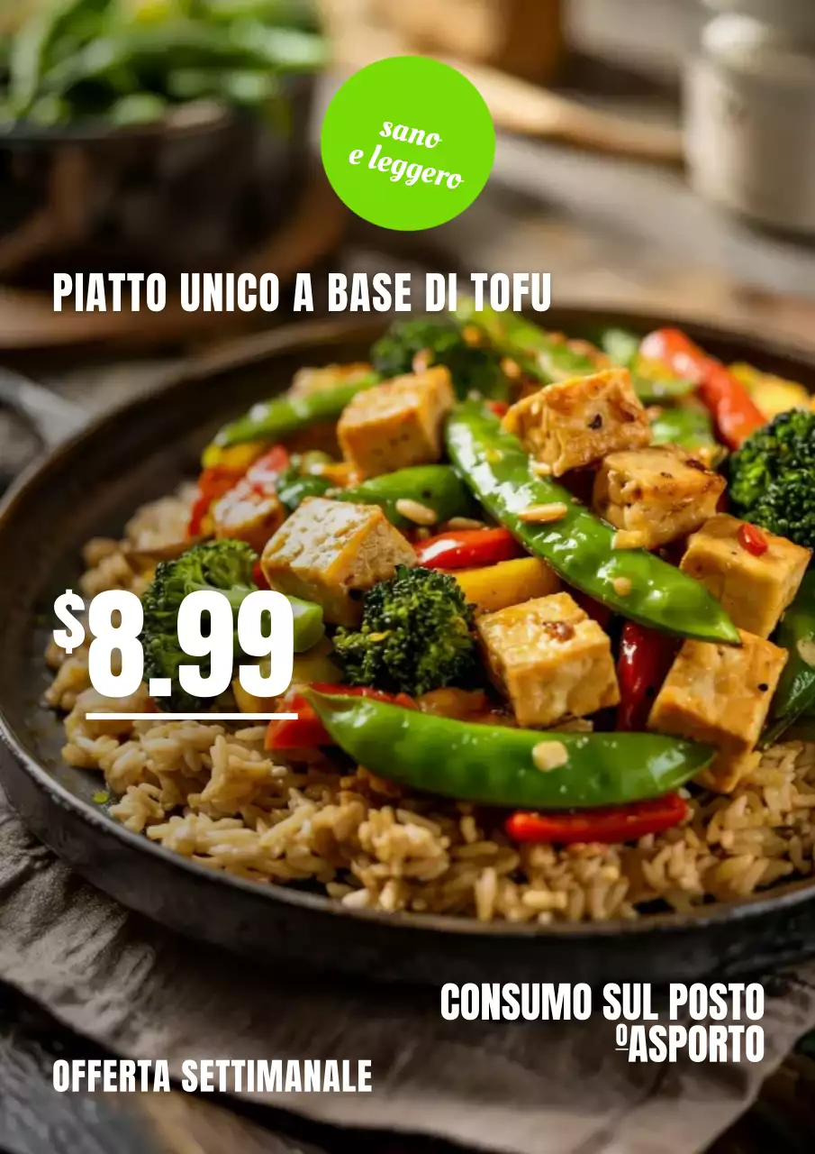 Manifesto promozionale per un pranzo moderno ed ecologico