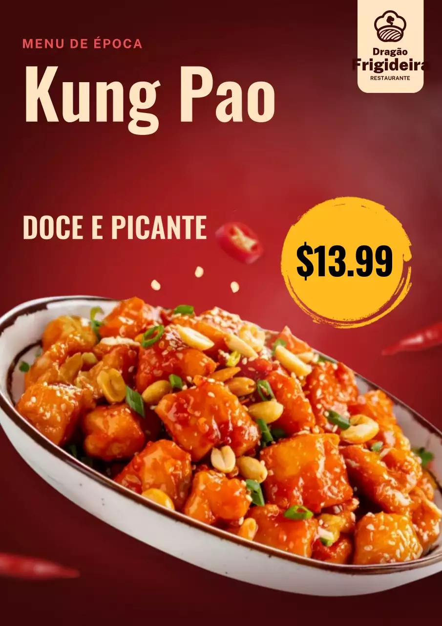 cardápio de comida moderna vermelha