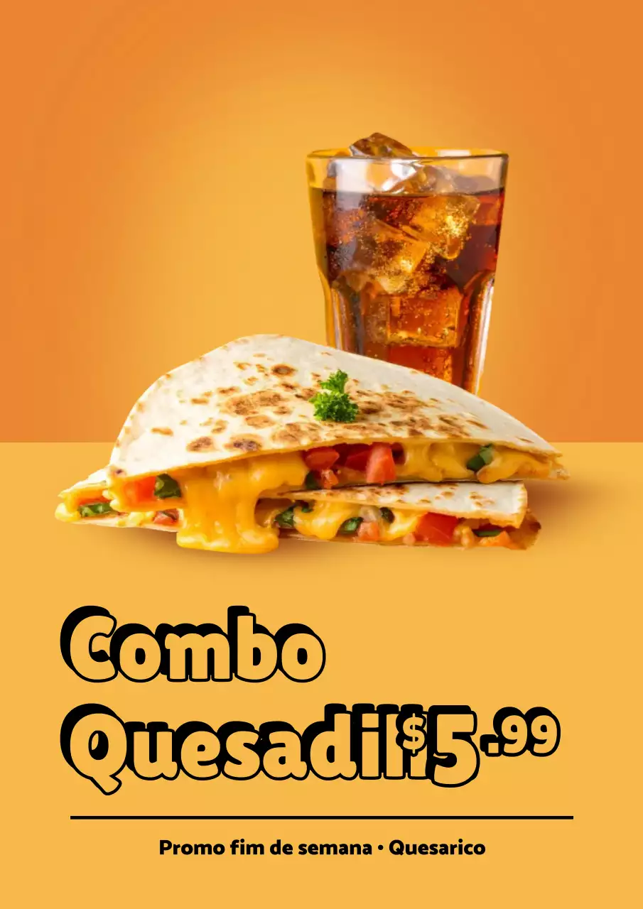 Cartaz promocional de alimentos em negrito laranja