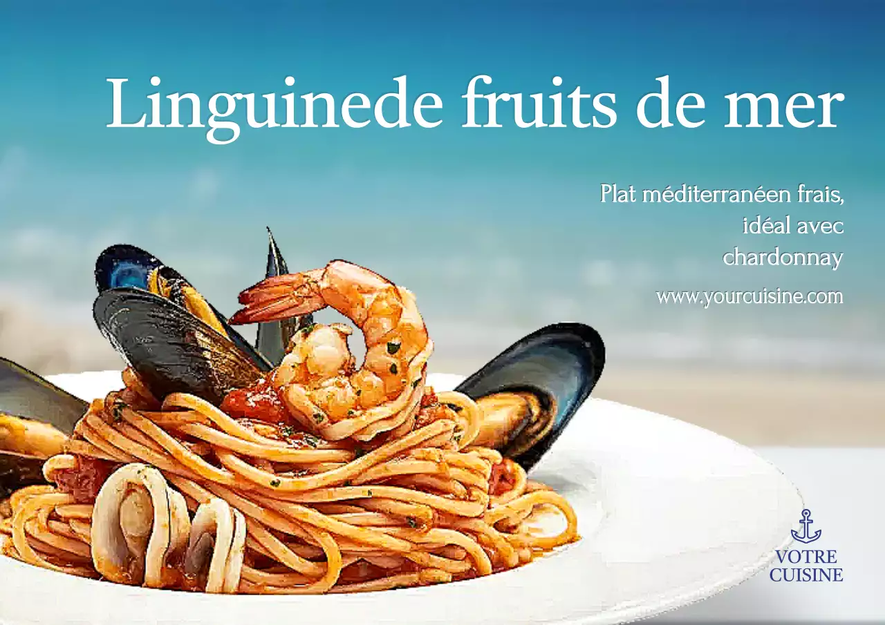 publicité élégante pour des fruits de mer bleus