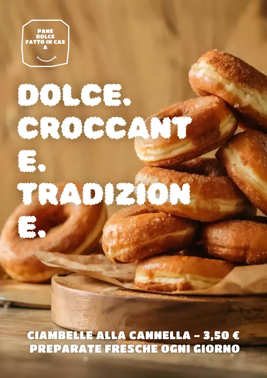 Manifesto pubblicitario per ciambelle rustiche marroni