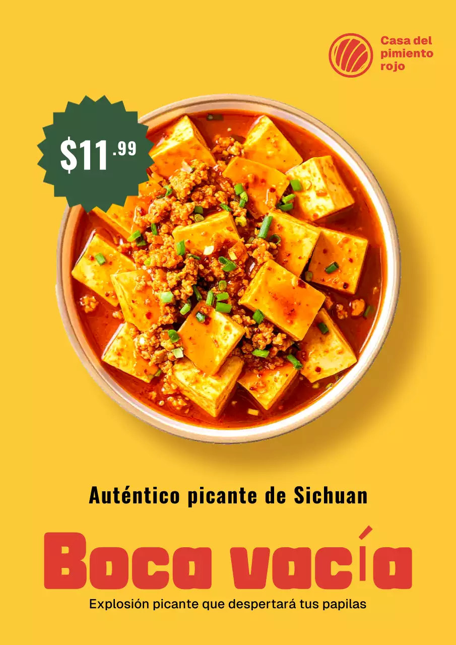 Cartel publicitario de tofu moderno amarillo