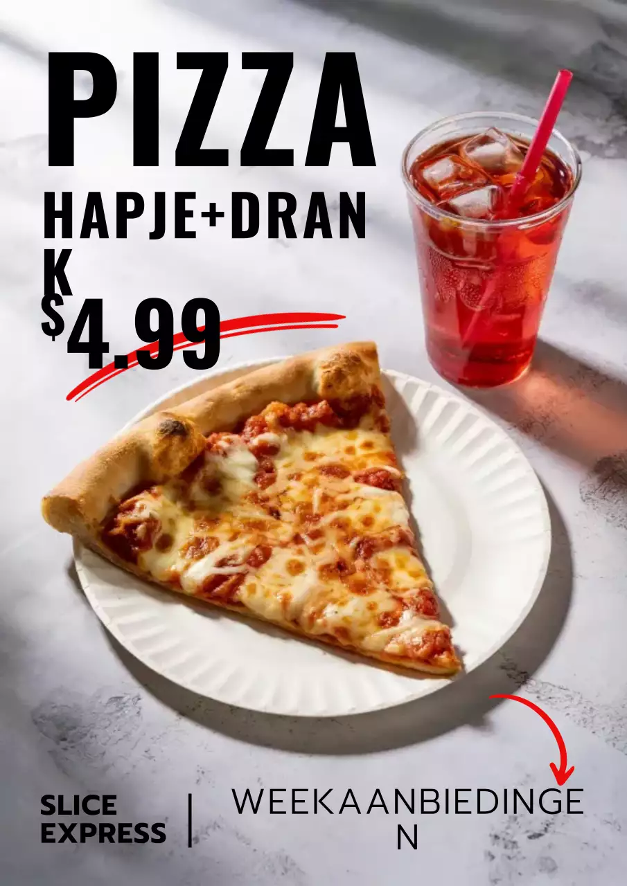 Grijze moderne pizza promotieposter