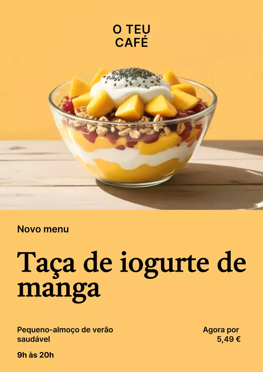 cardápio de iogurte amarelo moderno