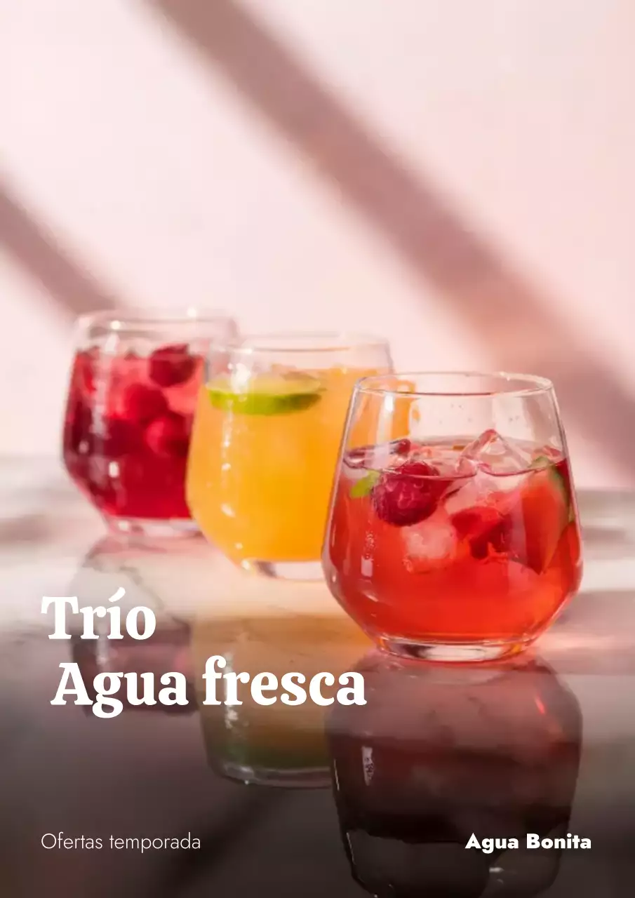 Cartel de promoción de bebidas modernas en color rosa