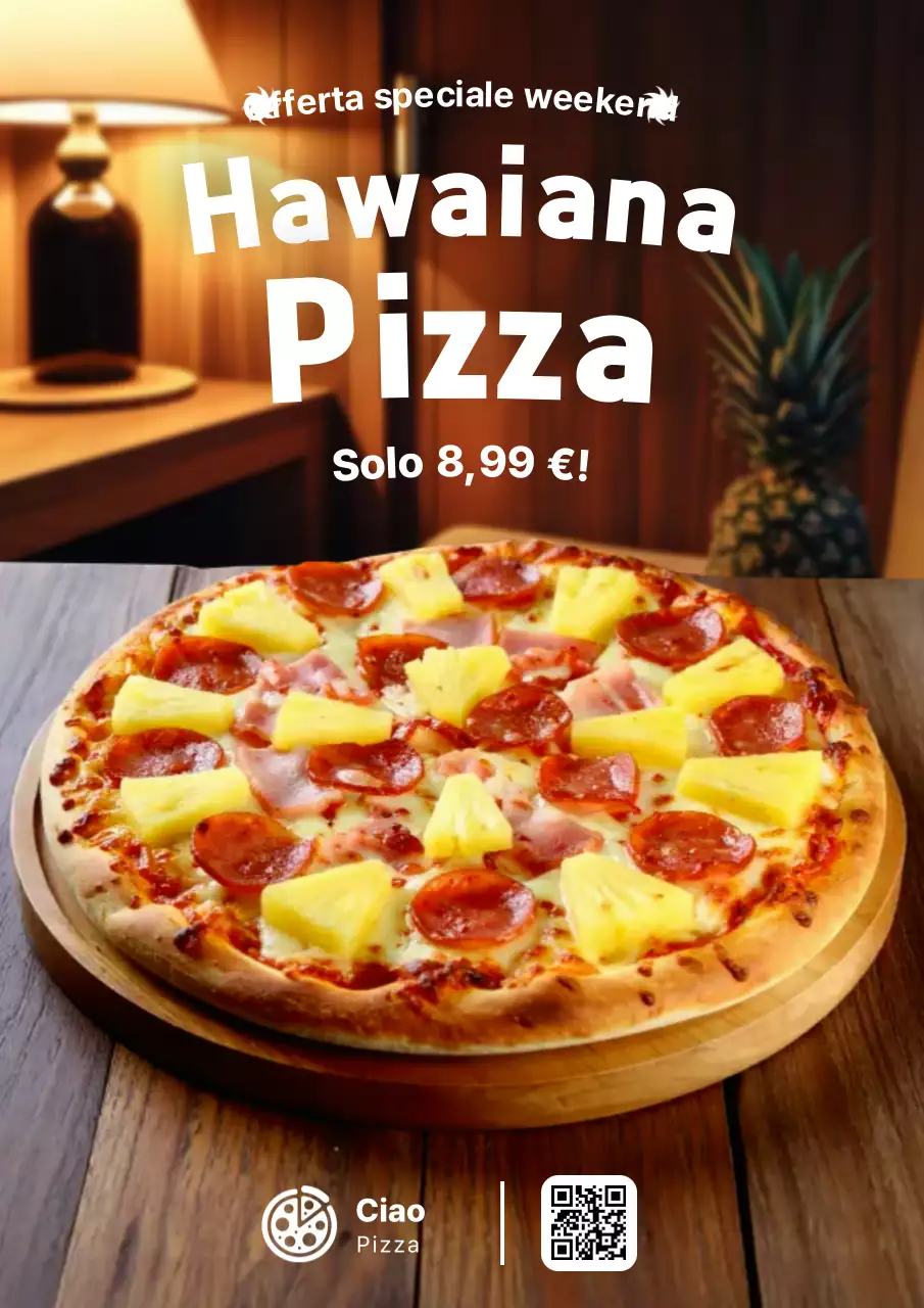 Poster promozionale della pizza retrò marrone