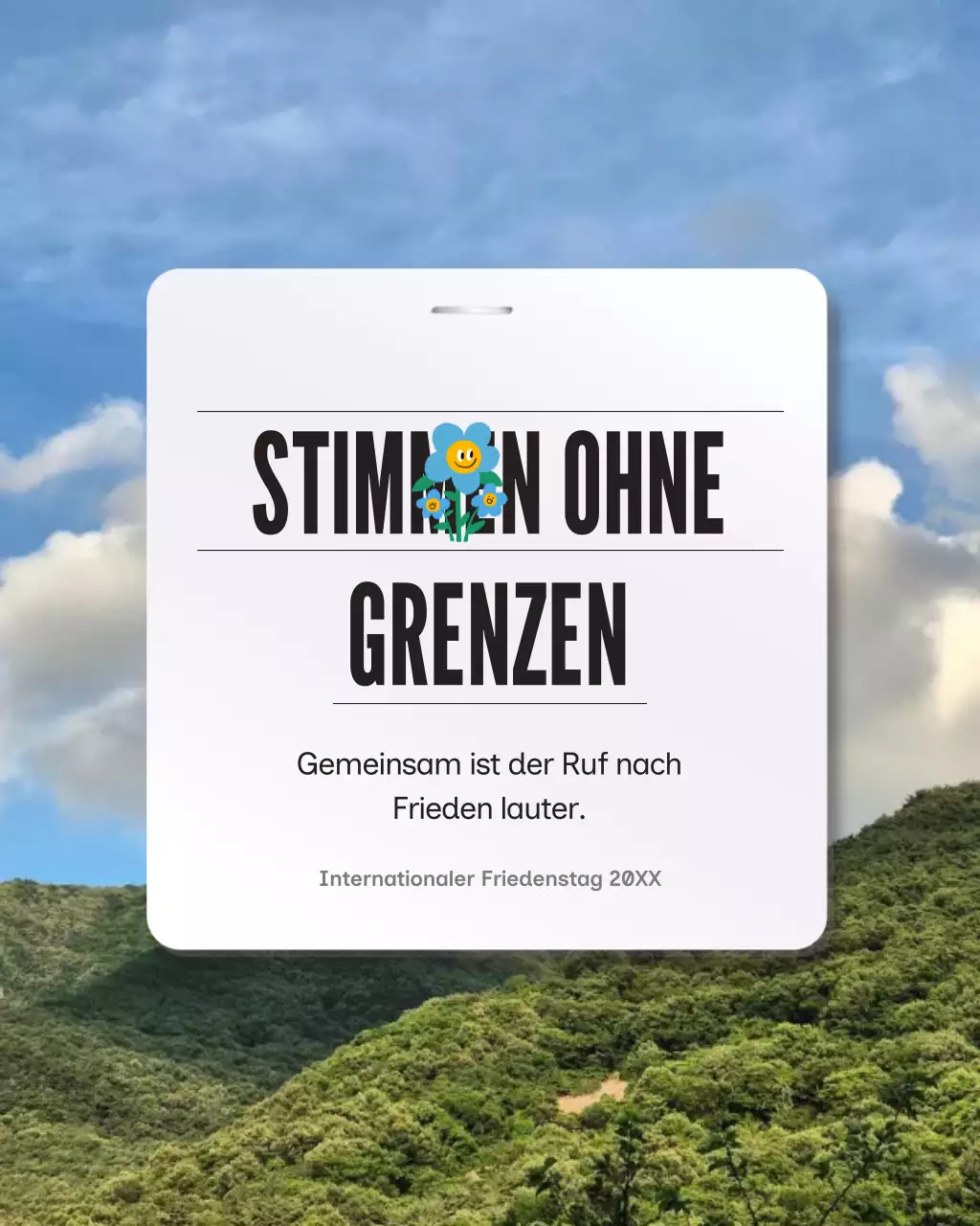 Pinker minimalistischer Instagram-Beitrag zur Friedensankündigung