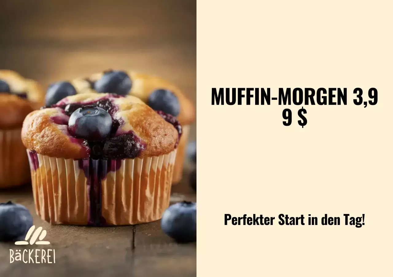 Werbeanzeige für blaue rustikale Muffins