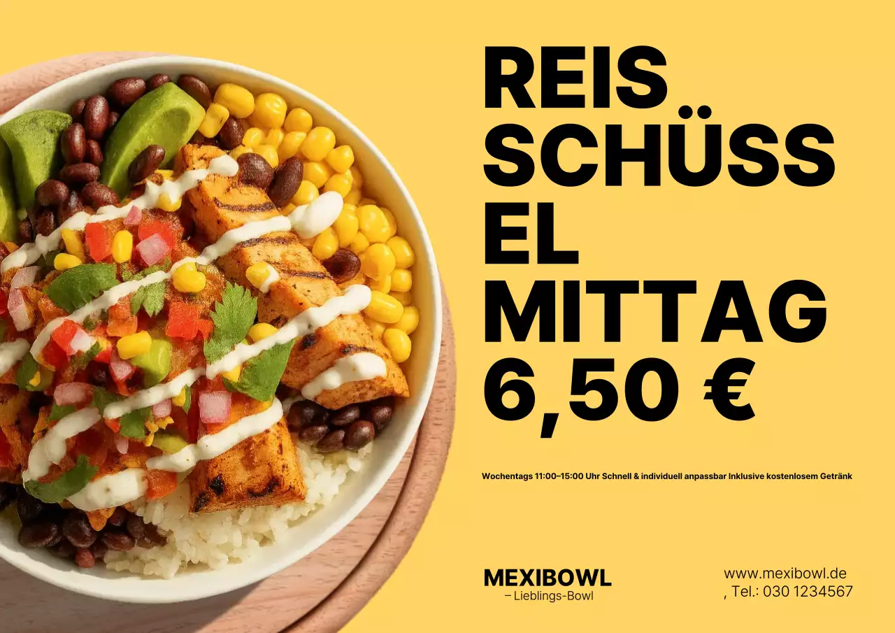 gelbe moderne Mittagswerbung