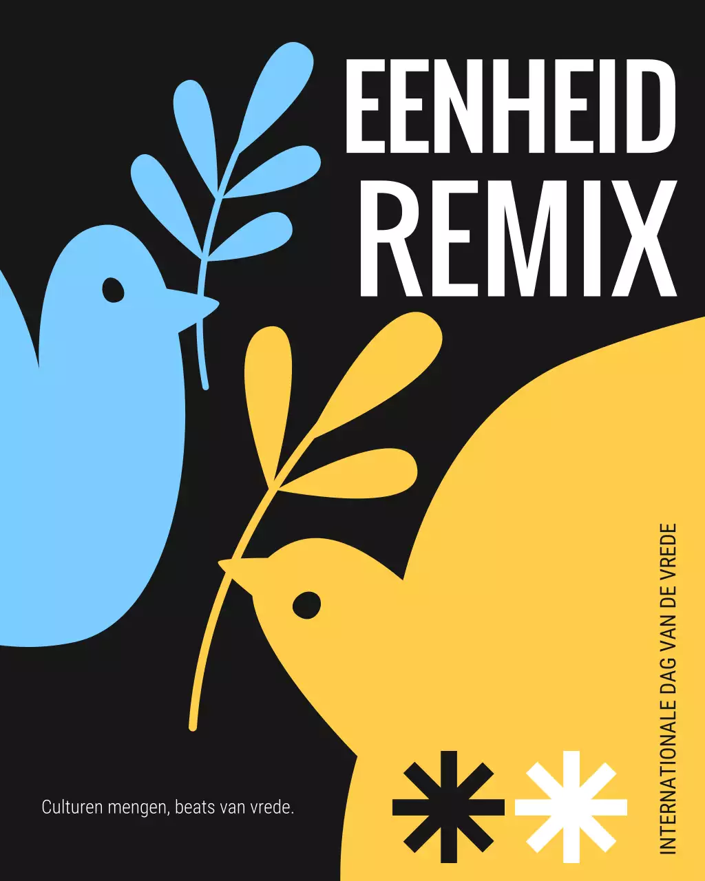 Instagram-bericht over een modern minimalistisch vredesevenement