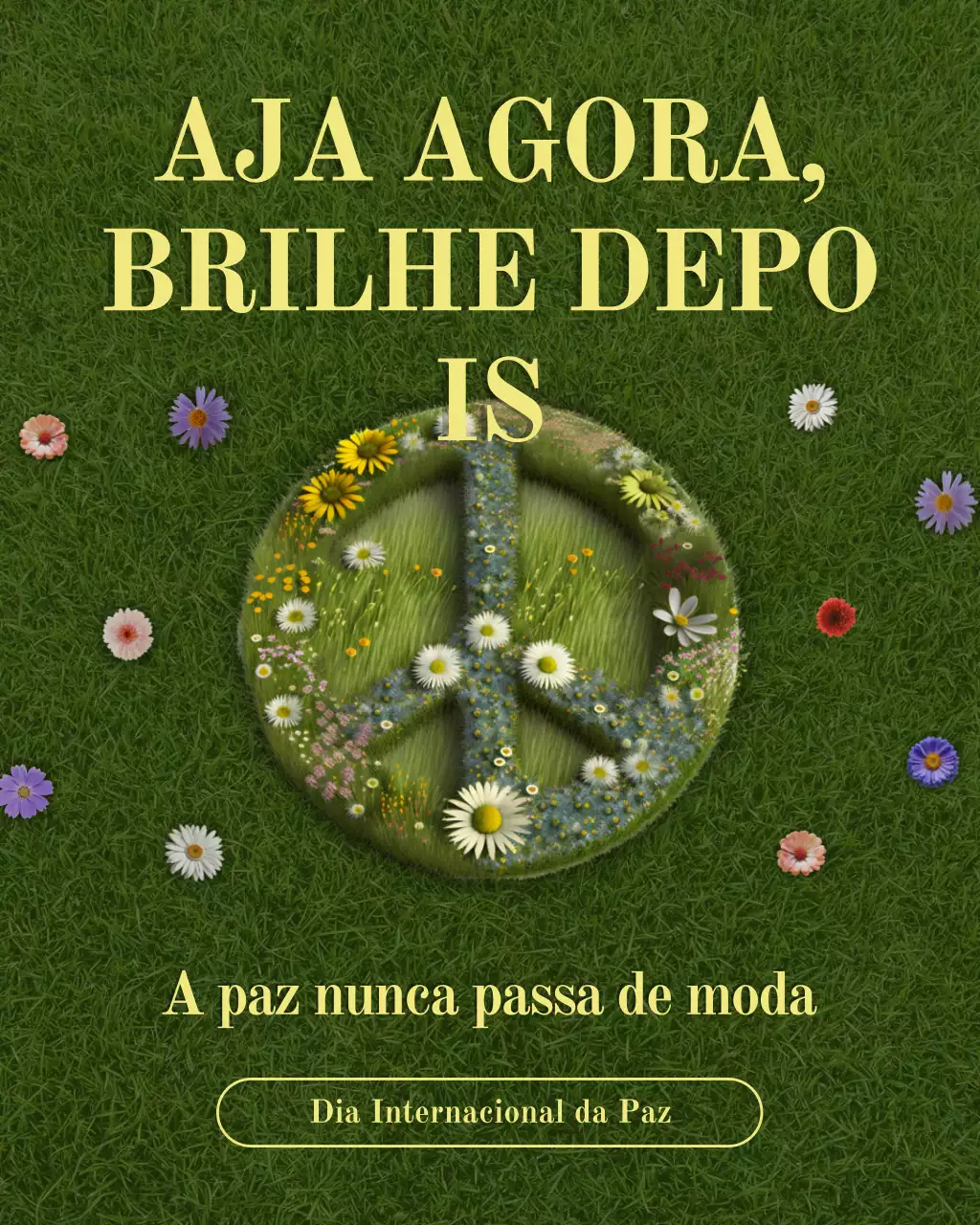 Postagem no Instagram de Anúncio de Paz com Flores Verdes