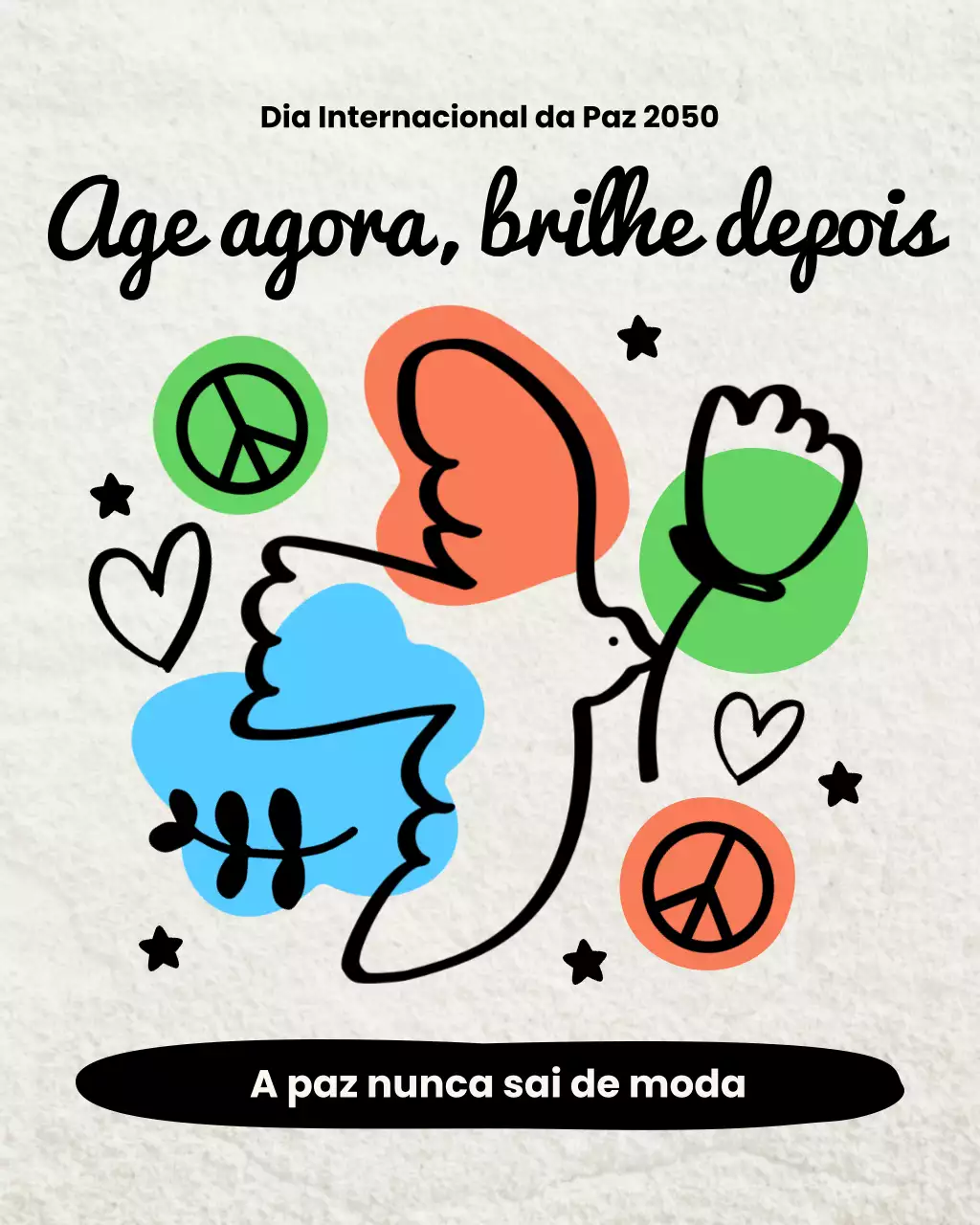 Postagem no Instagram sobre evento de paz com desenho de mão rabiscada