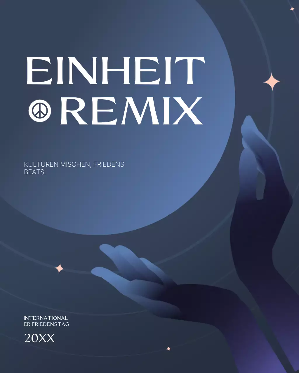 Instagram-Post zum Internationalen Friedenstag mit blauem Farbverlauf
