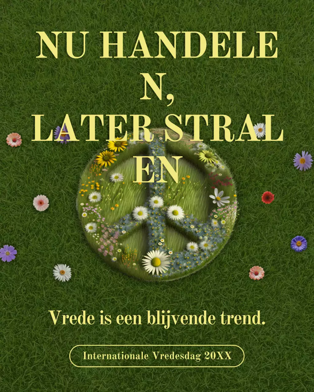 Groene bloemen vredesaankondiging Instagram-bericht