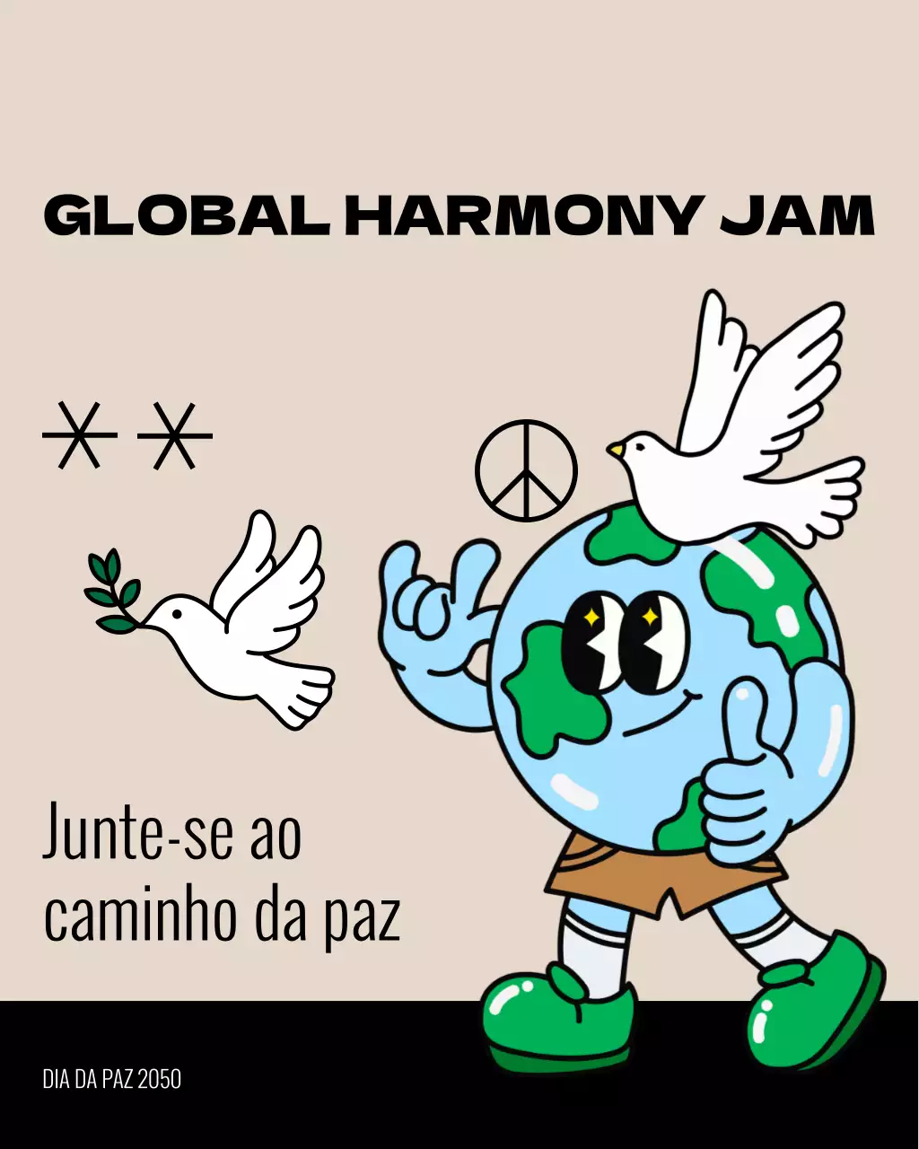 Postagem no Instagram sobre o evento da paz retrô bege