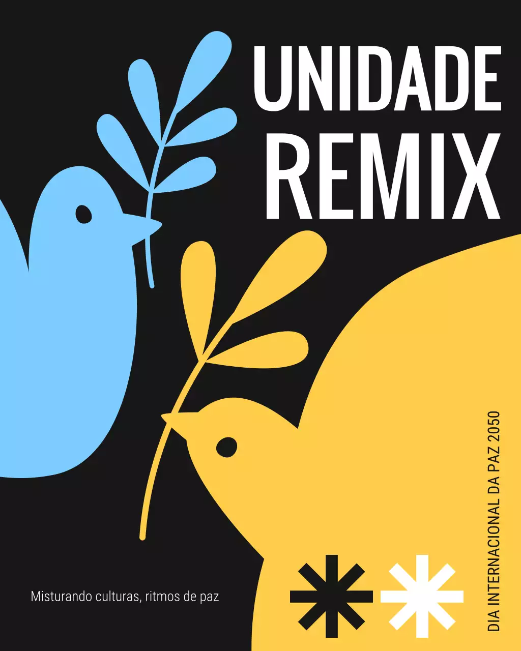 Postagem no Instagram sobre evento de paz minimalista moderno
