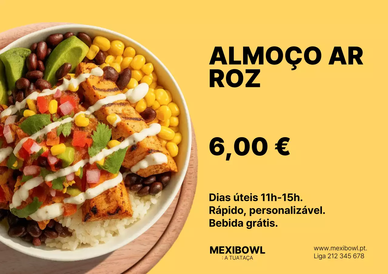 propaganda amarela de almoço moderno