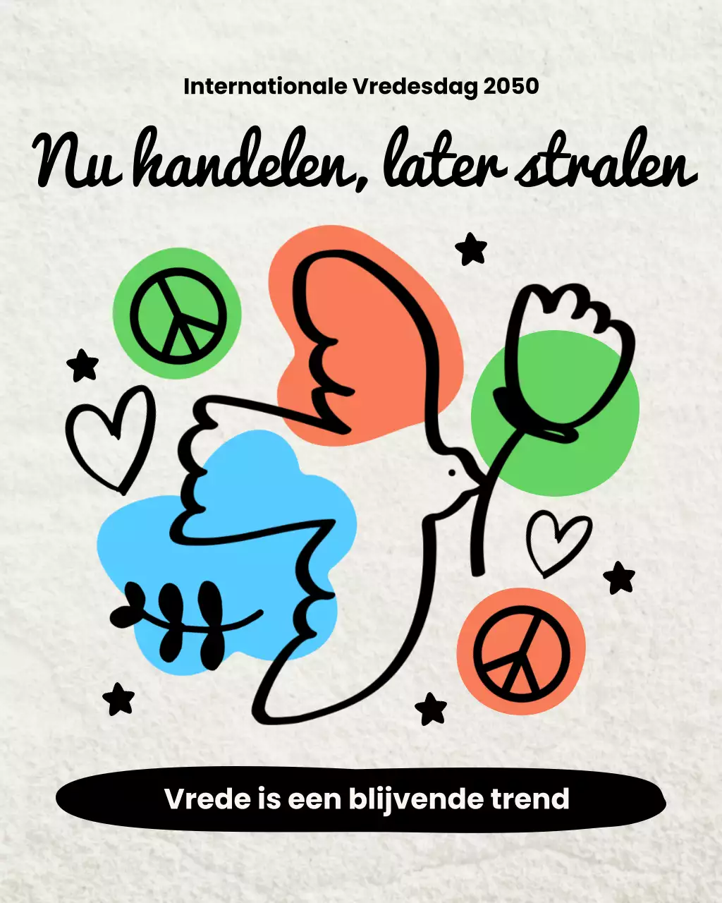 Doodle Hand Draw Vredesevenement Instagram-bericht