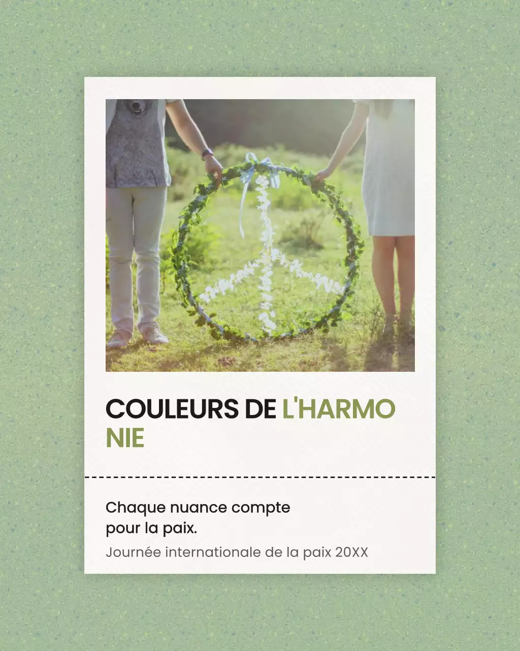 Publication Instagram d'annonce de paix minimaliste et verte