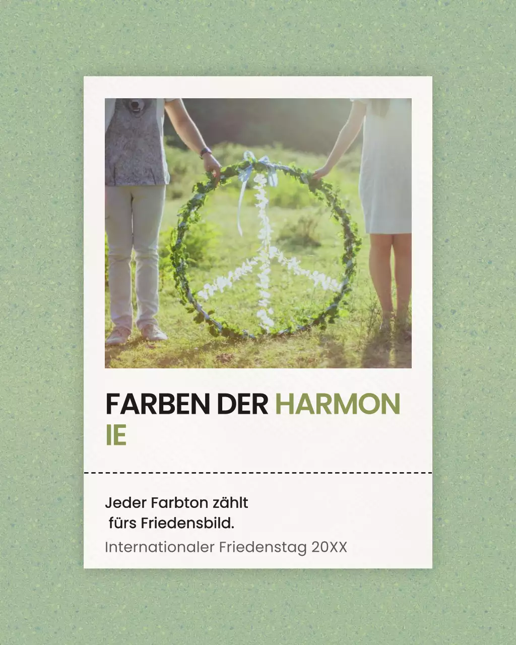 Grüner minimalistischer Friedensankündigungs-Instagram-Post