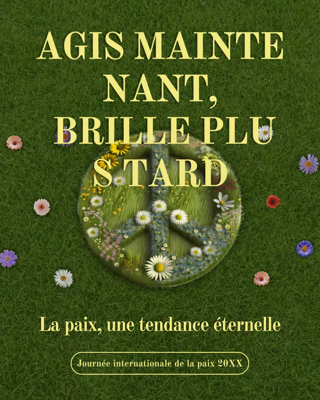 Publication Instagram d'annonce de paix florale verte