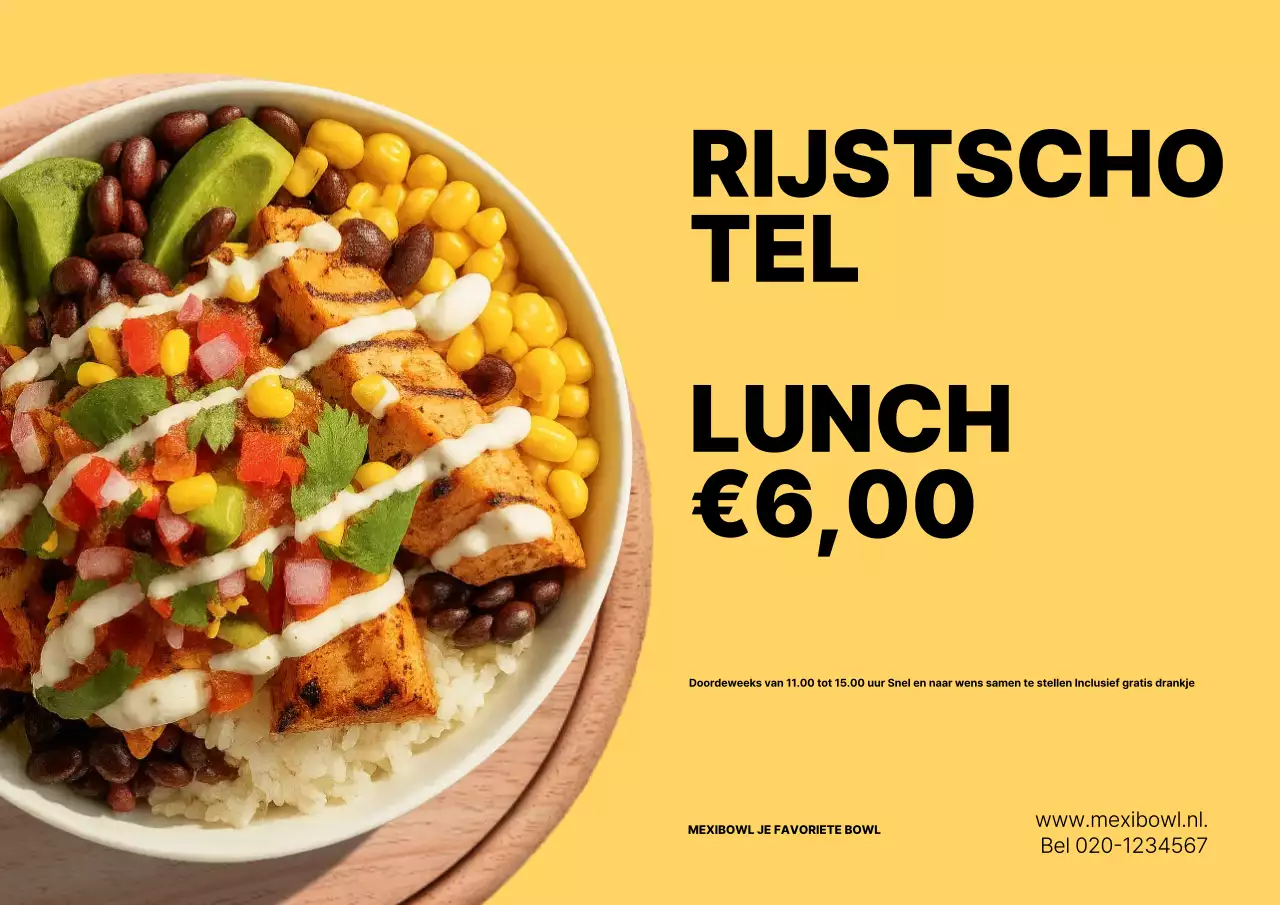 gele moderne lunchreclame