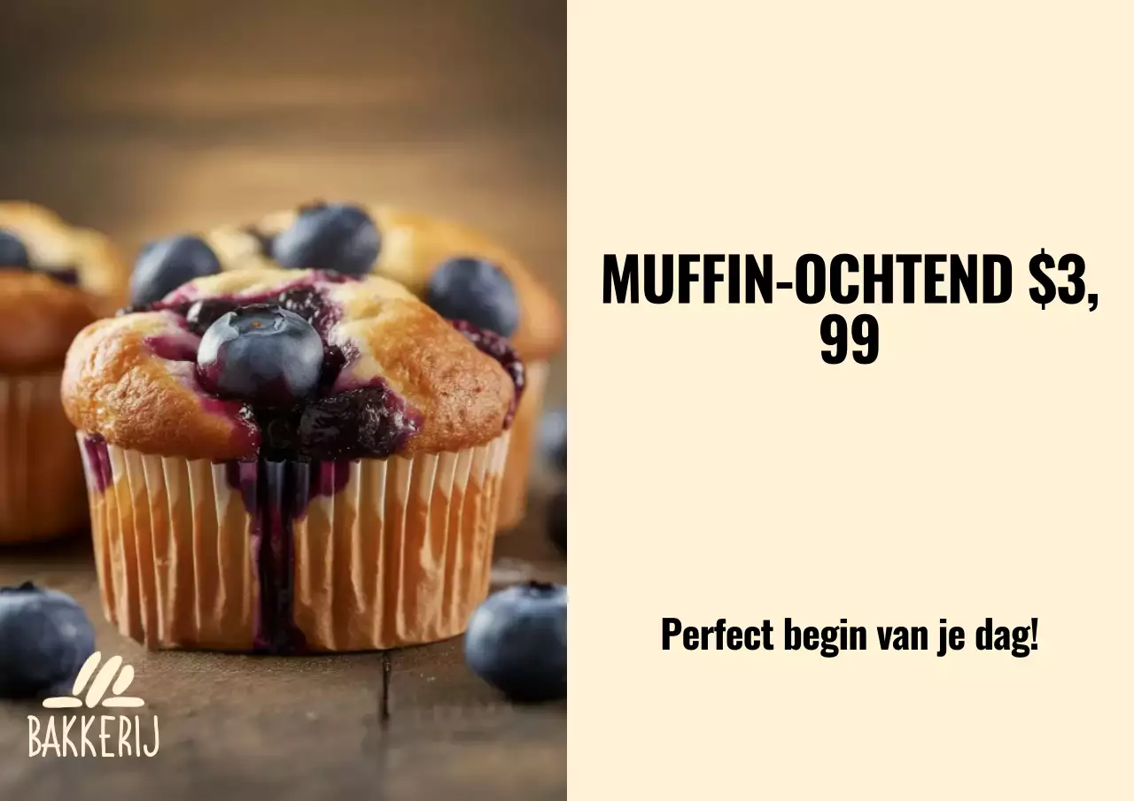 Advertentie voor blauwe rustieke muffins