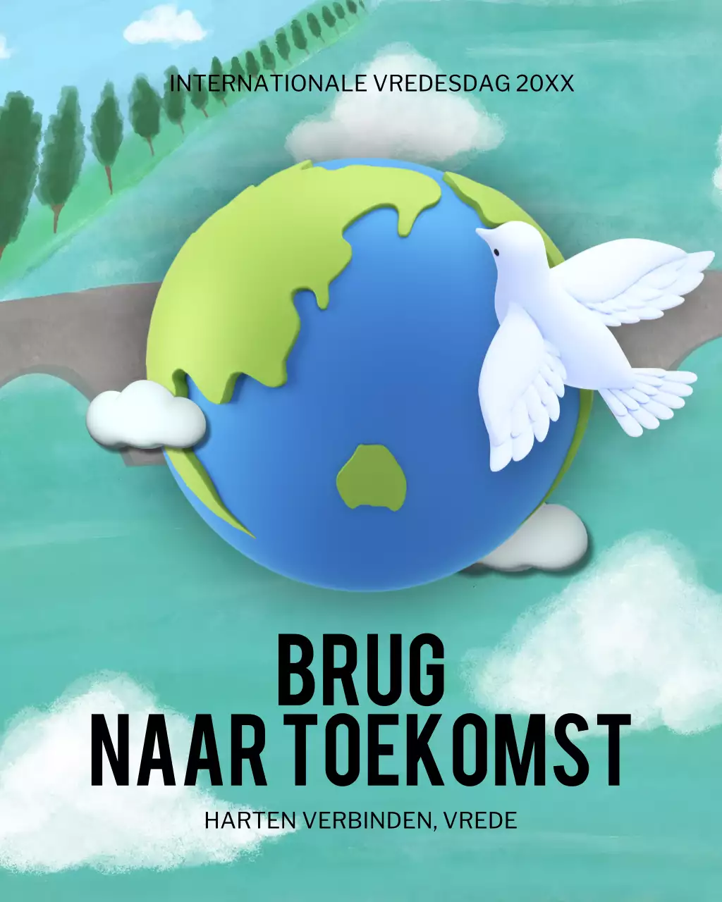 Instagram-bericht over de aankondiging van de blauwe, moderne vrede