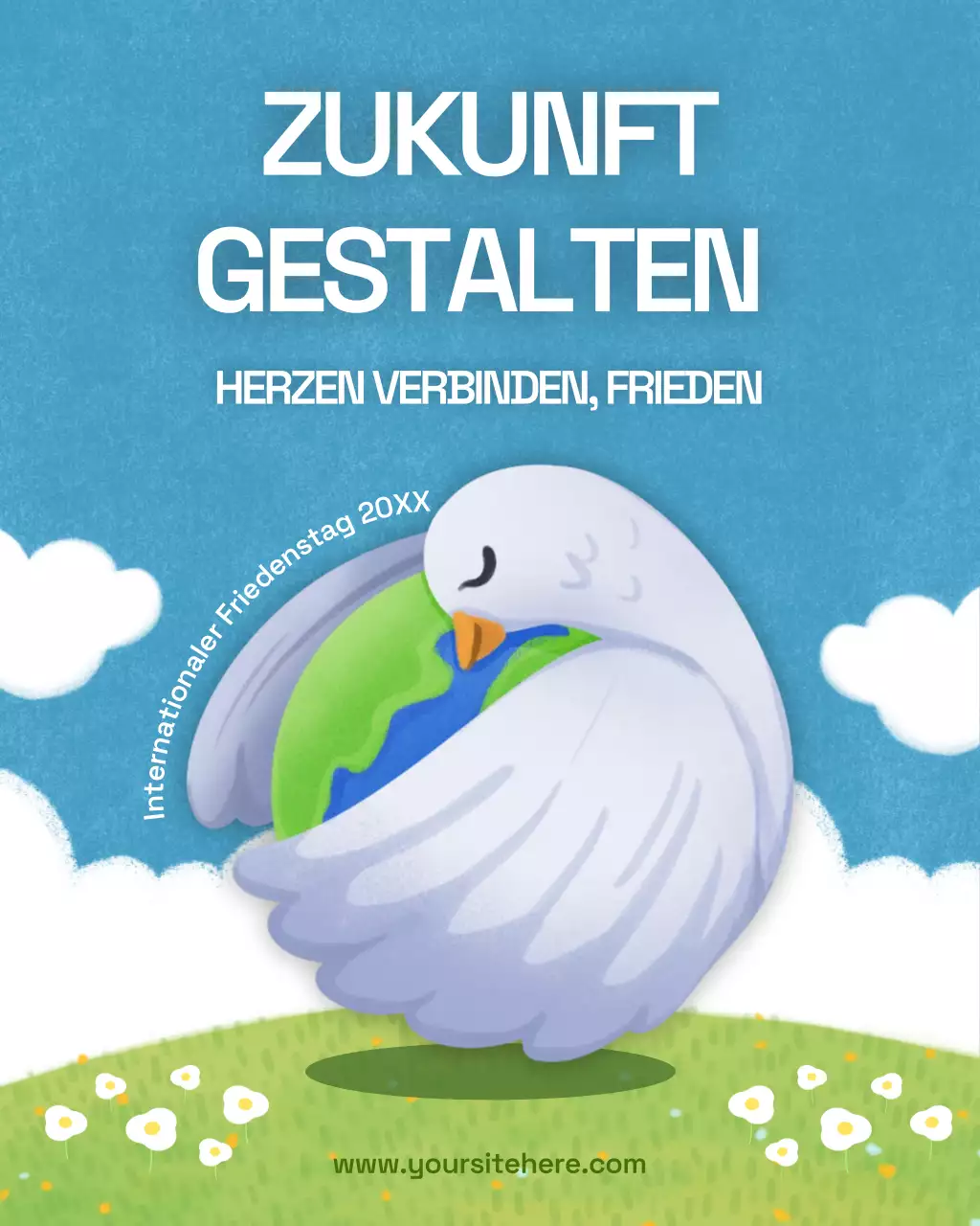 Blauer künstlerischer Friedensankündigungs-Instagram-Beitrag