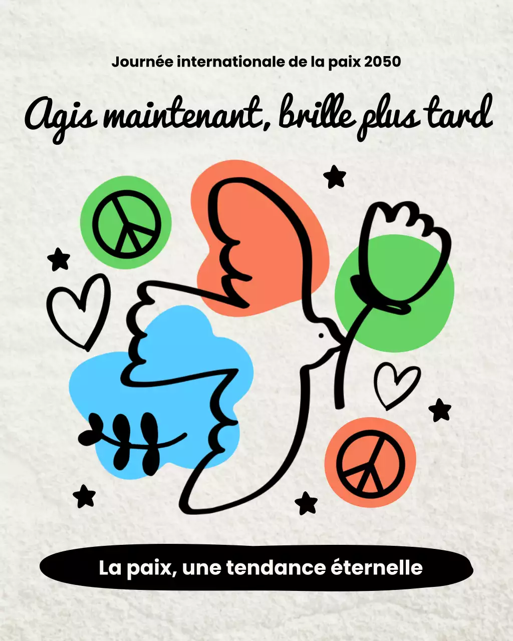 Publication Instagram d'un événement sur la paix avec un dessin à la main