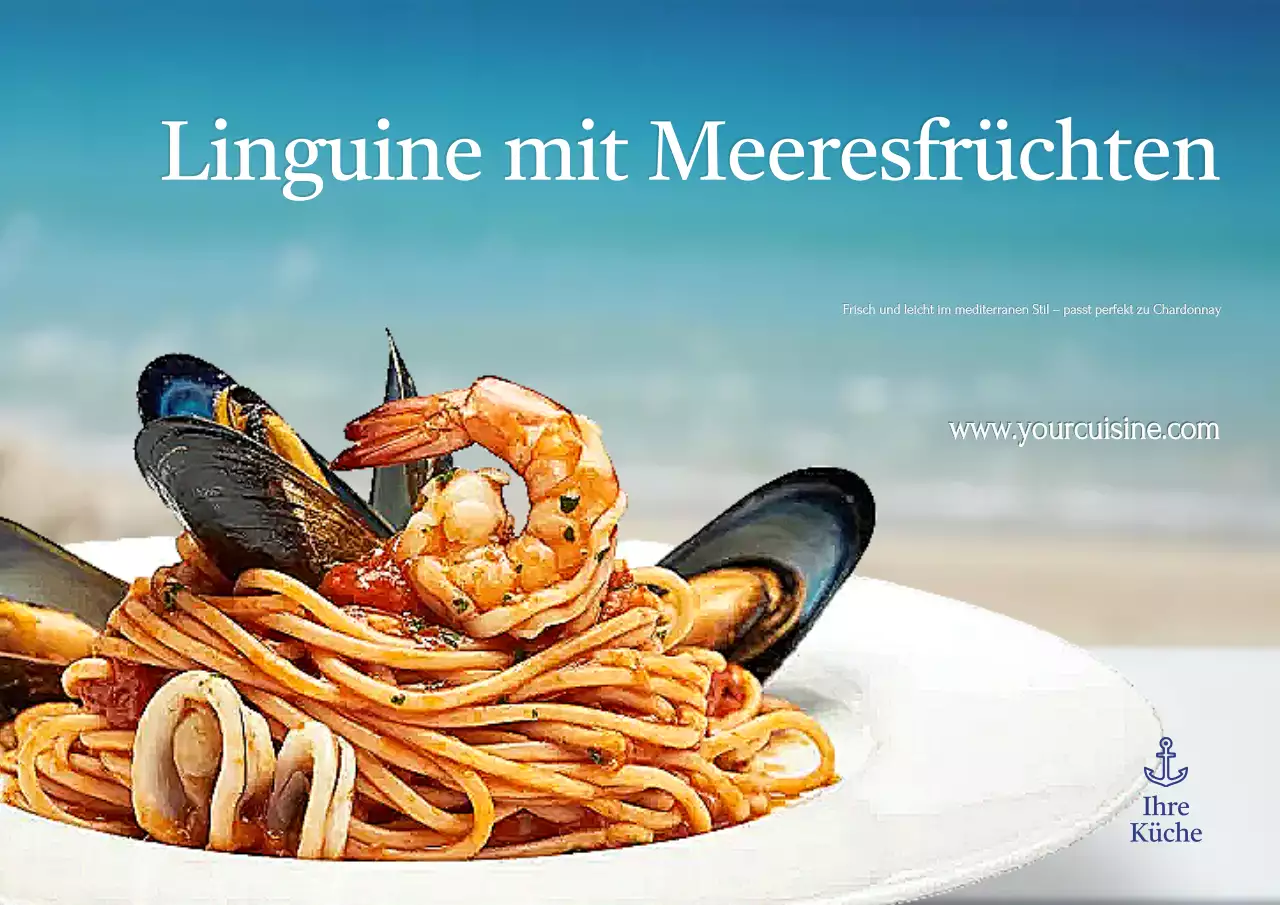 blaue elegante Meeresfrüchtewerbung
