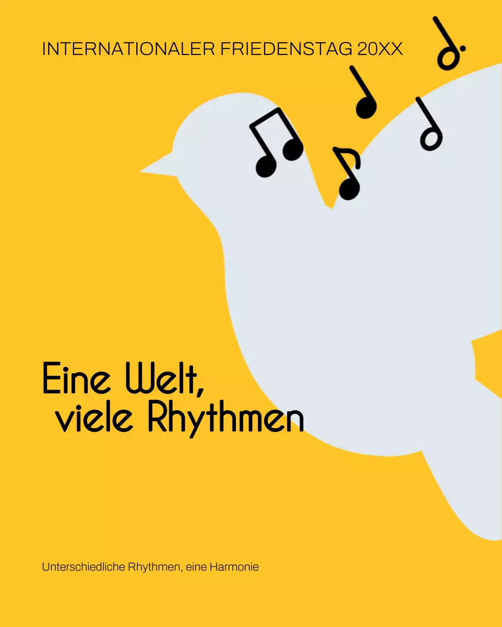 Gelber Instagram-Beitrag zur minimalen Friedensankündigung