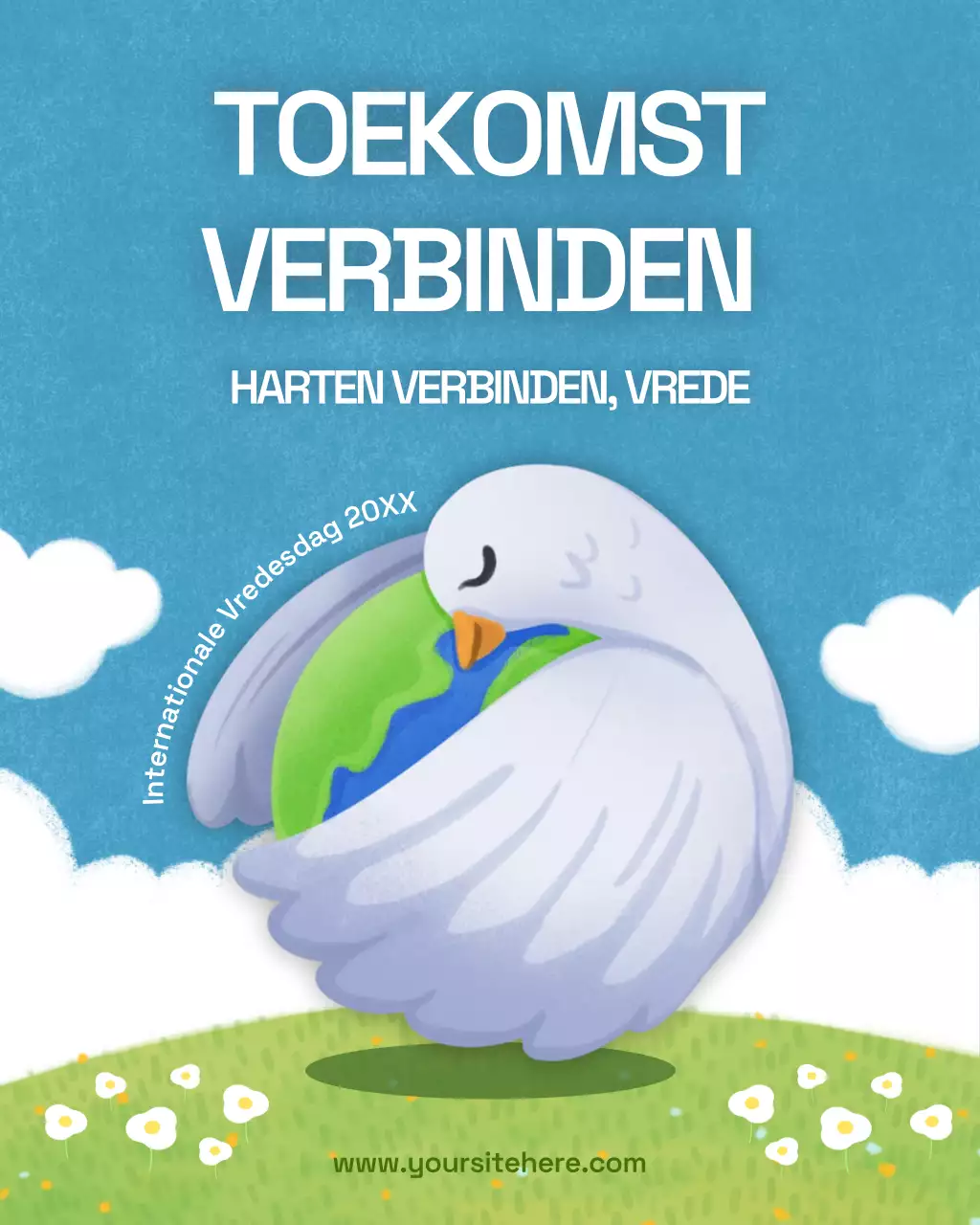 Blauwe artistieke vredesaankondiging Instagram-bericht