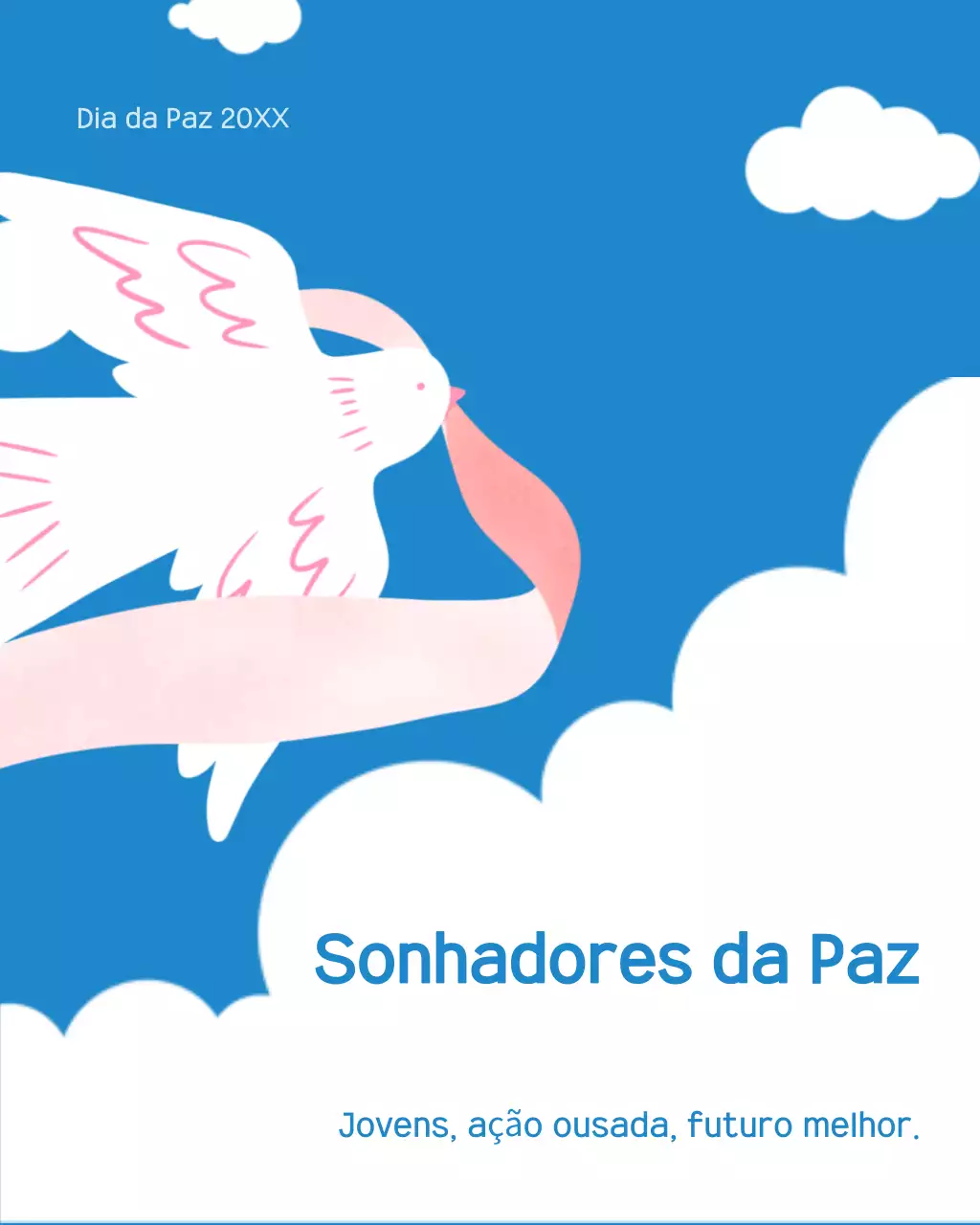 Publicação no Instagram sobre o anúncio da paz minimalista em azul
