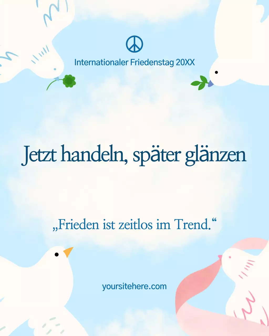 Blauer Instagram-Beitrag zur Ankündigung „Minimal Peace“