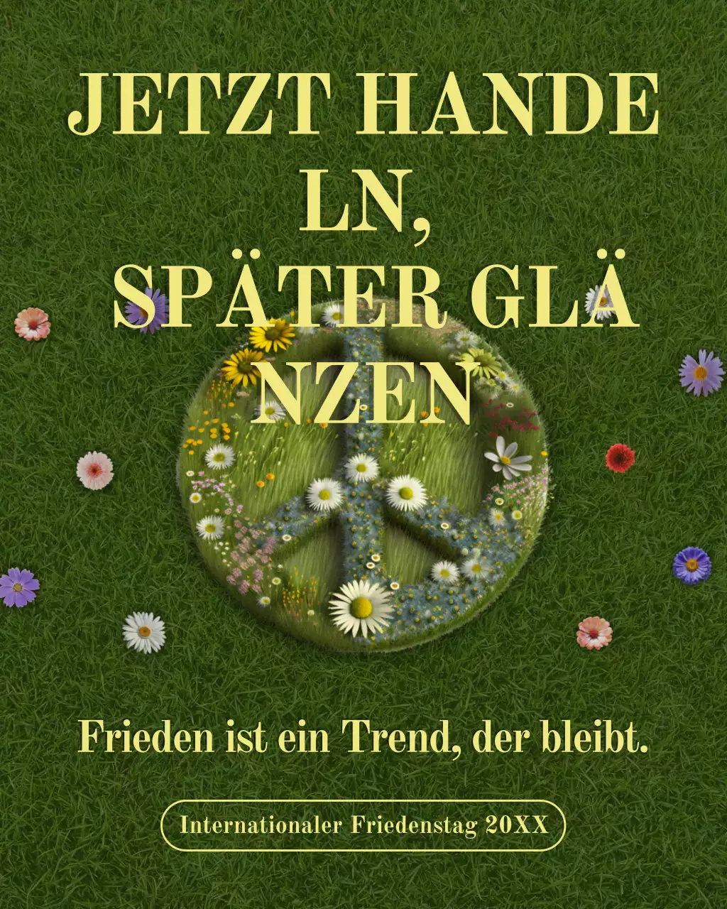 Grüner floraler Friedensankündigungs-Instagram-Post