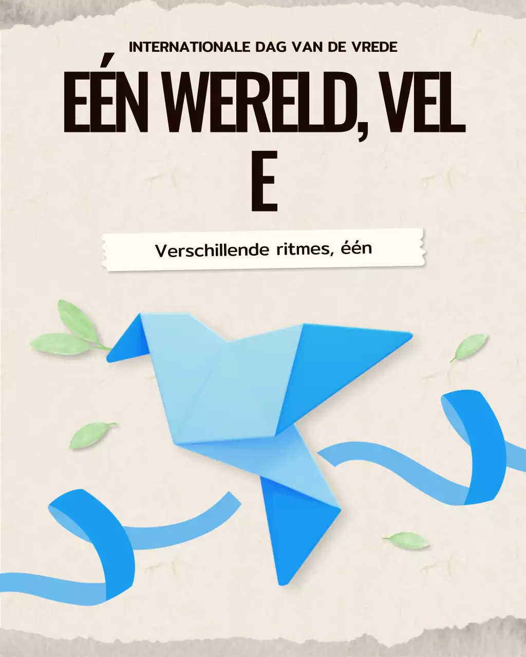 Instagram-bericht over de aankondiging van de blauwe, moderne vrede