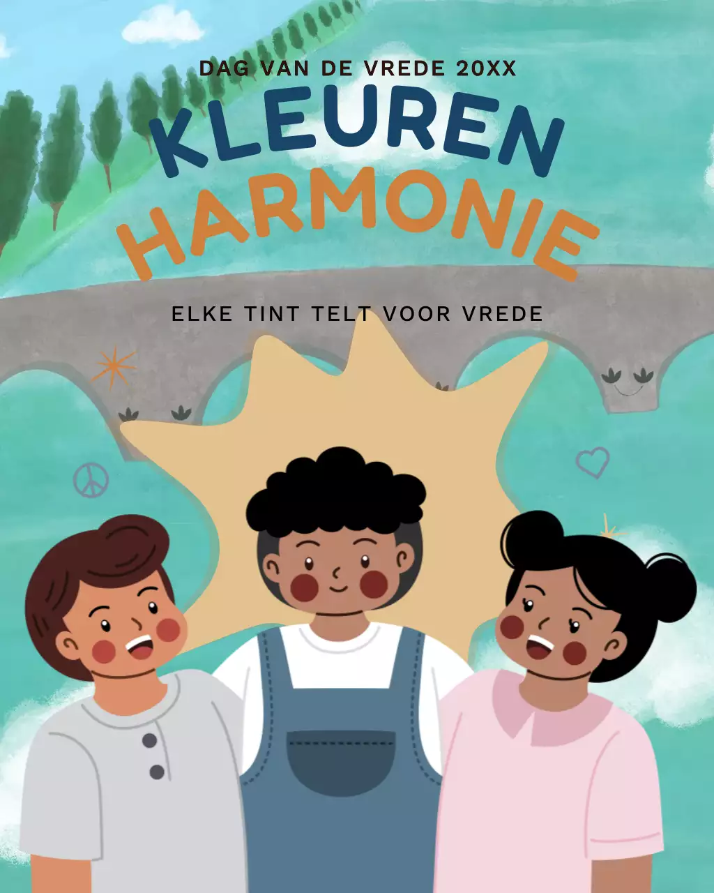 Beige moderne Instagram-post voor vredesaankondiging