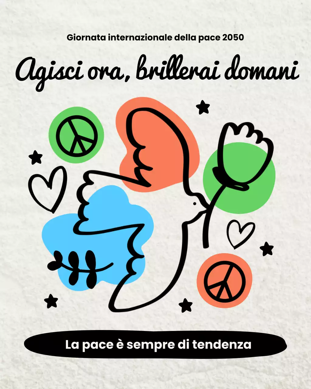 Post Instagram dell'evento di pace con scarabocchio disegnato a mano