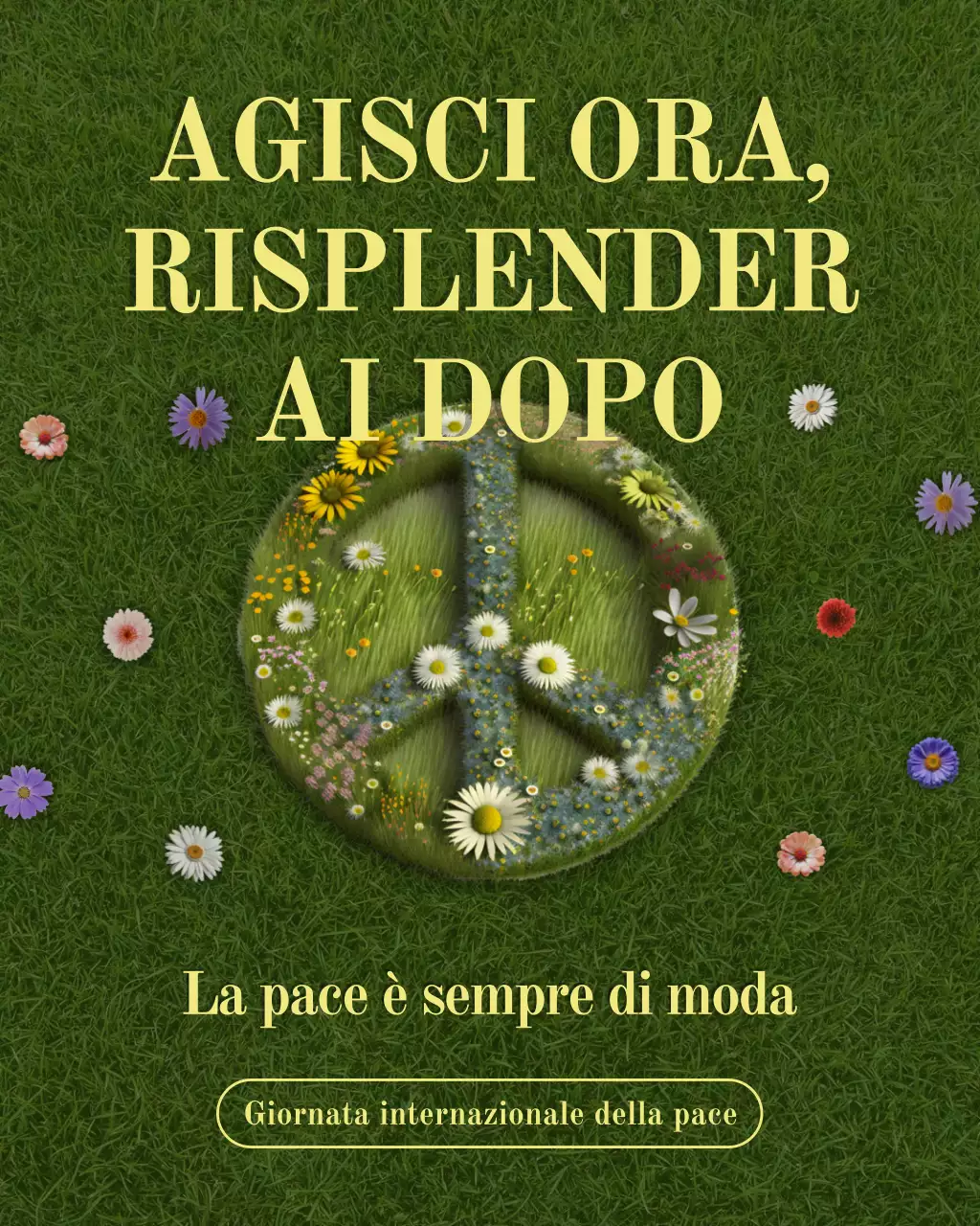 Post di Instagram sull'annuncio della pace floreale verde