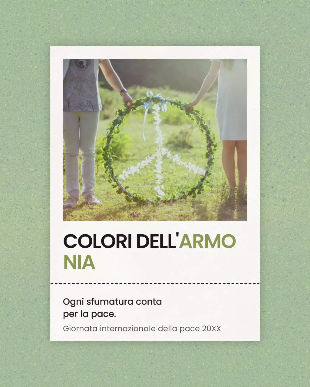 Post di Instagram sull'annuncio di pace minimalista e verde
