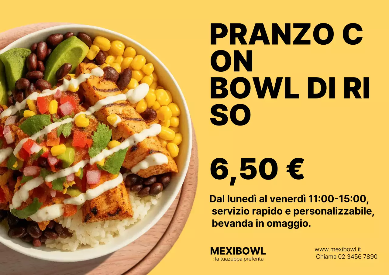 pubblicità di pranzo moderno giallo